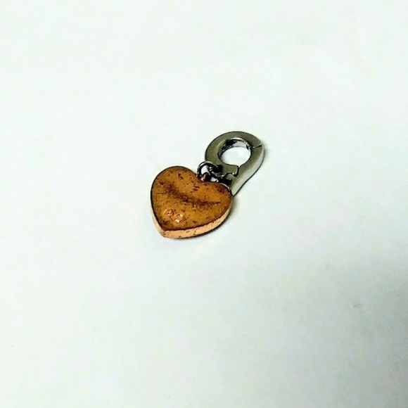 Heart Diamond & Bronze Bracelet Charm w/ Clip - Picture 2 of 3